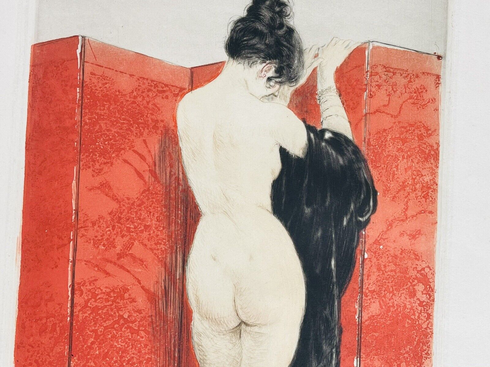 Louis Icart “Lacquered Screen” Original Etching- Very Rare