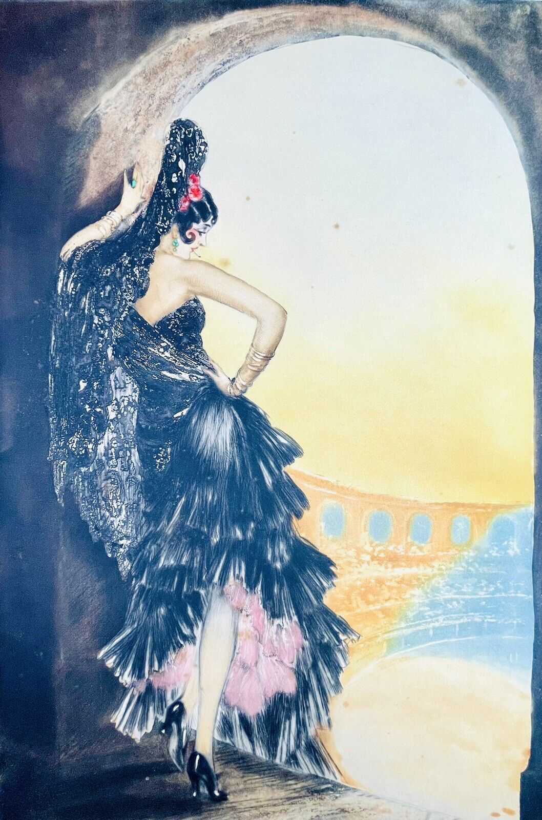 Louis Icart “Seville” No. 90 Original 1928 pencil signed etching with COA