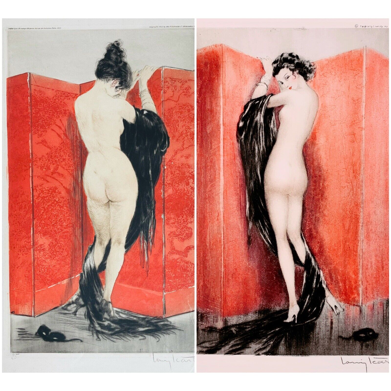 Louis Icart “Lacquered Screen” Original Etching- Very Rare
