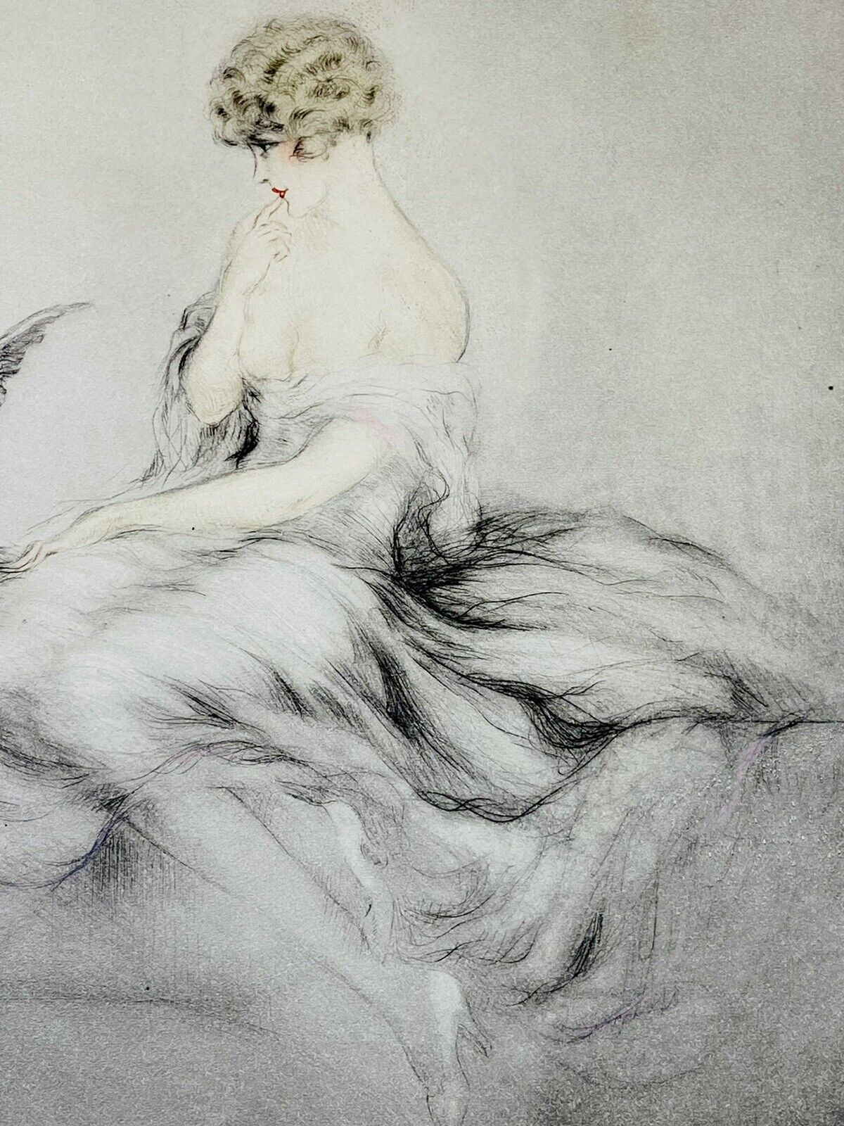 Louis Icart "Doves" no.185,1926 original etching with COA