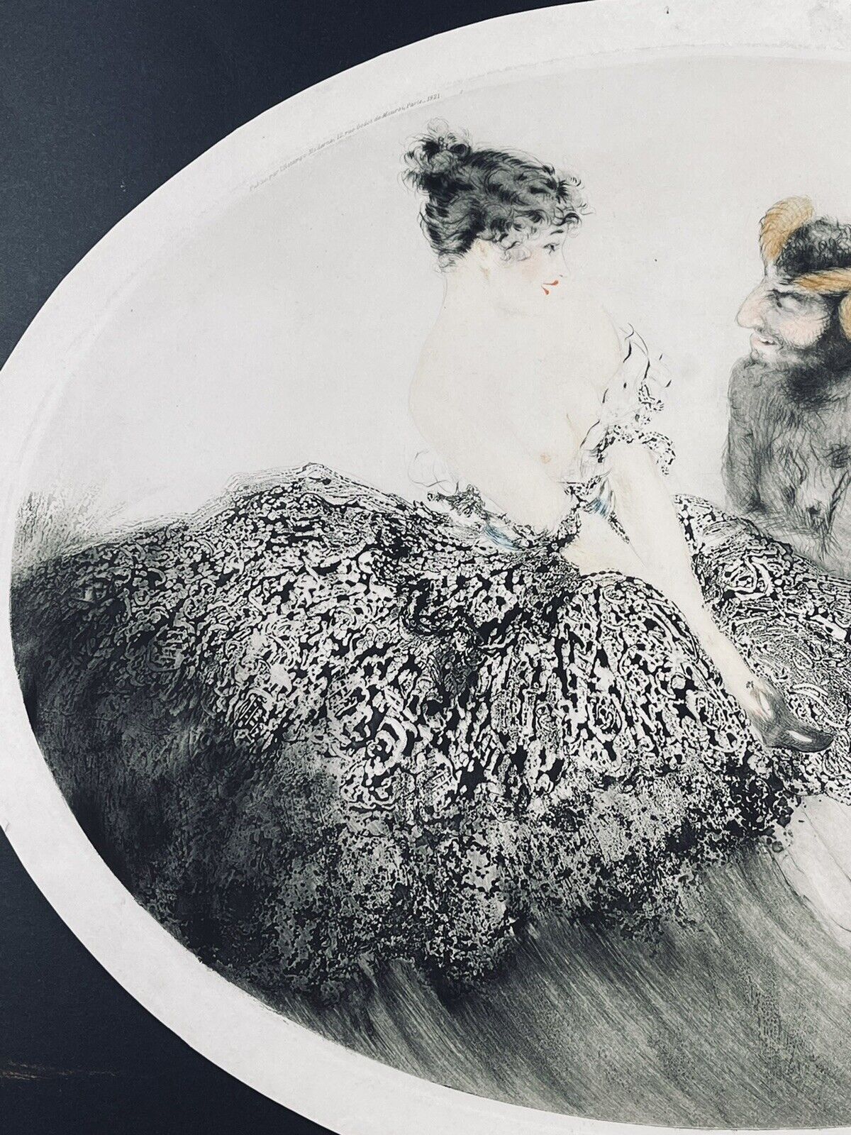 Louis Icart "Seduction" 1921 original pencil signed etching with COA