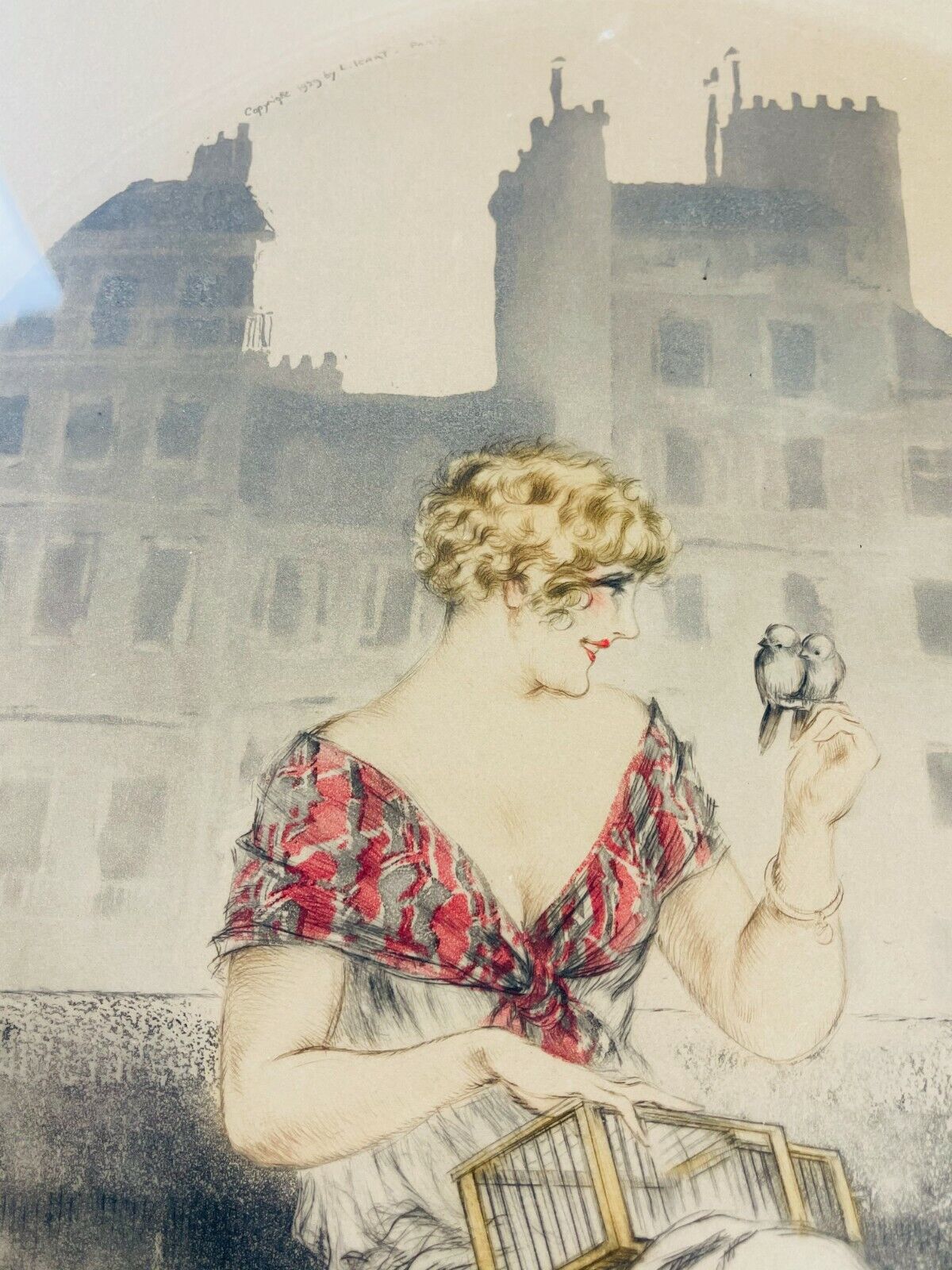 Louis Icart "Bird Seller" no. 230 of 500 original 1929 pencil signed etching