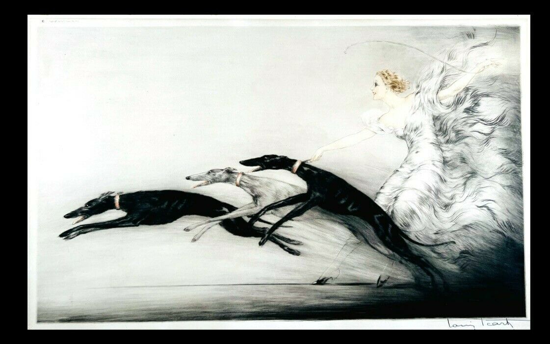 Louis Icart "Speed II" original 1933 pencil signed etching