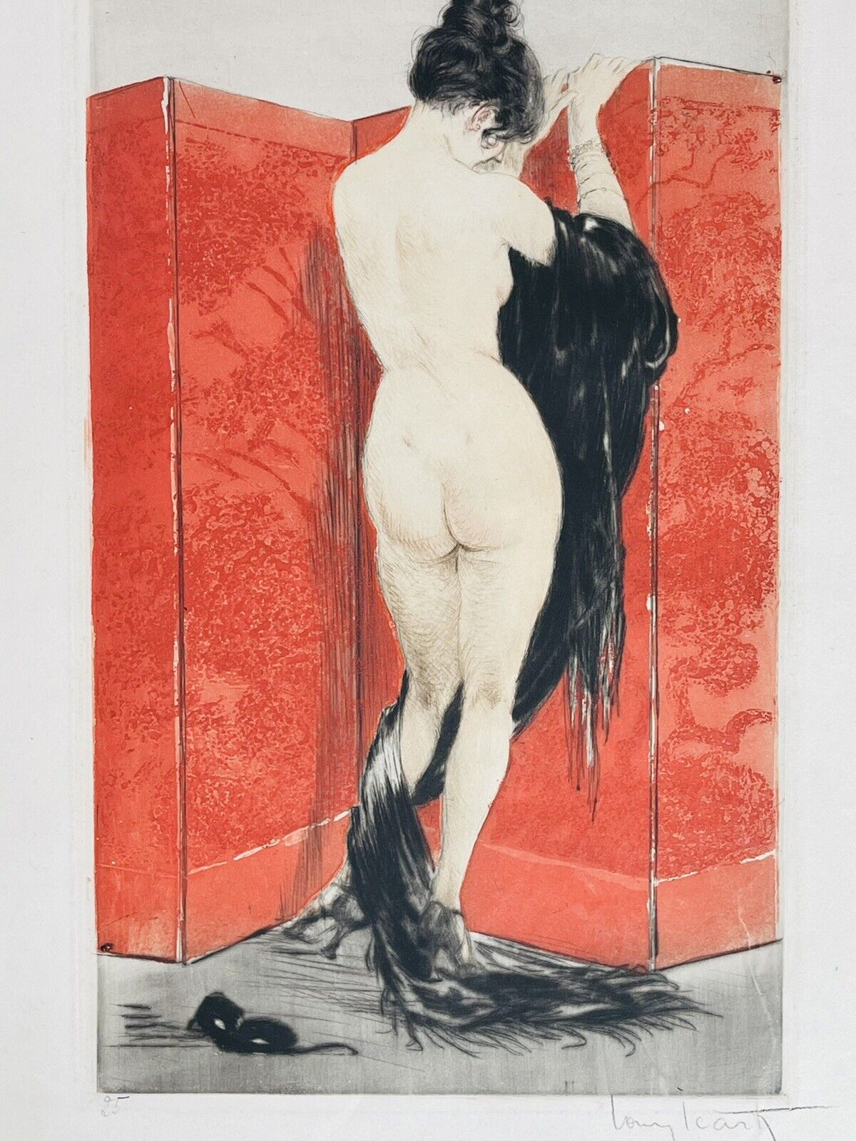 Louis Icart “Lacquered Screen” Original Etching- Very Rare