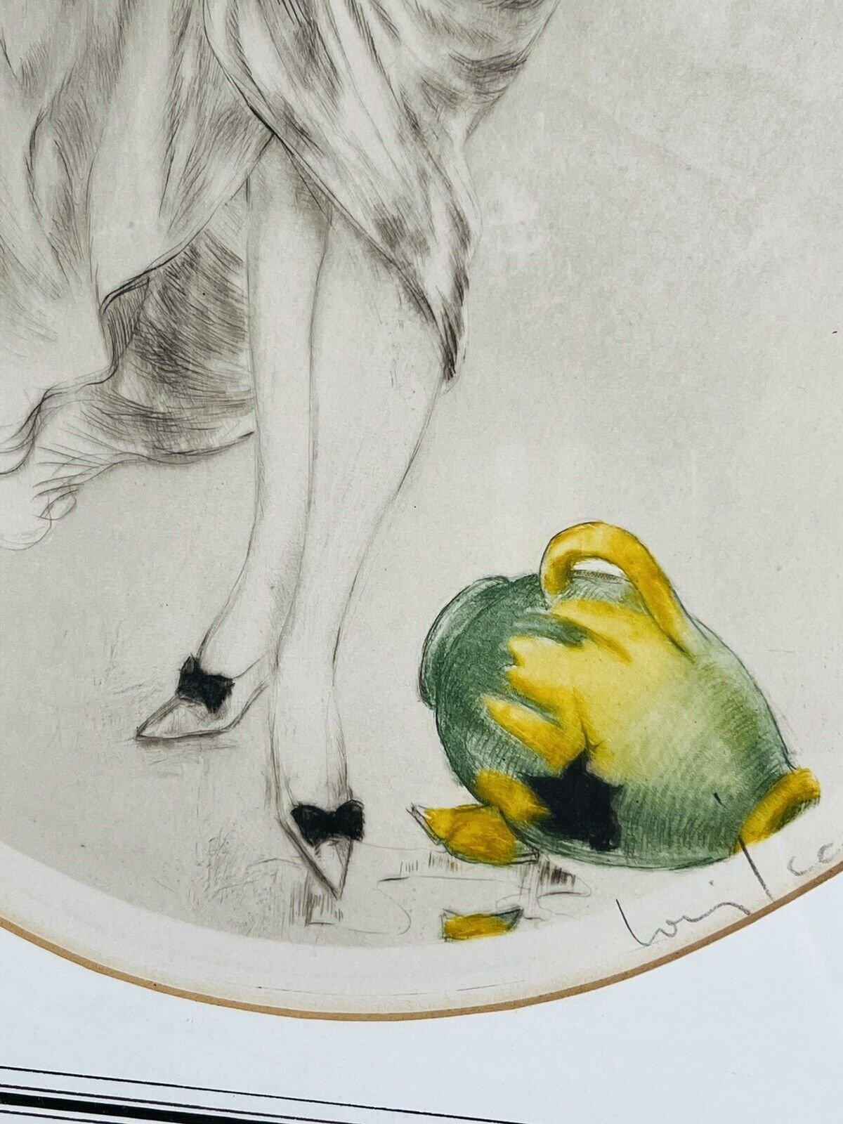 Louis Icart "Broken Green Jug" no.9 original 1923 pencil signed etching