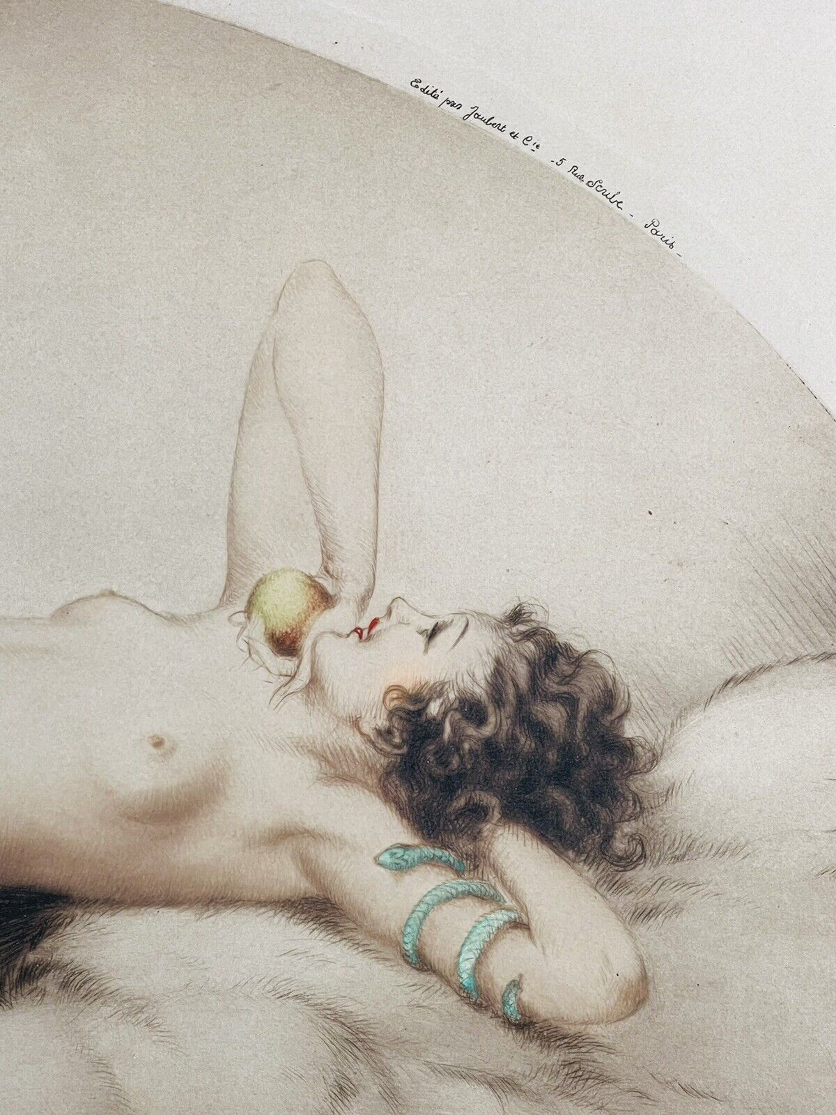 Louis Icart Eve 1928 original hand signed etching , certificate Of Authenticity