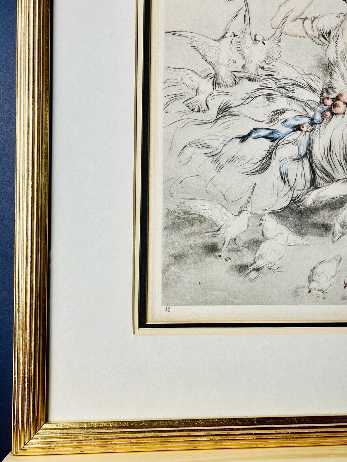 Louis Icart Original 1926 "White Wings" pencil signed etching