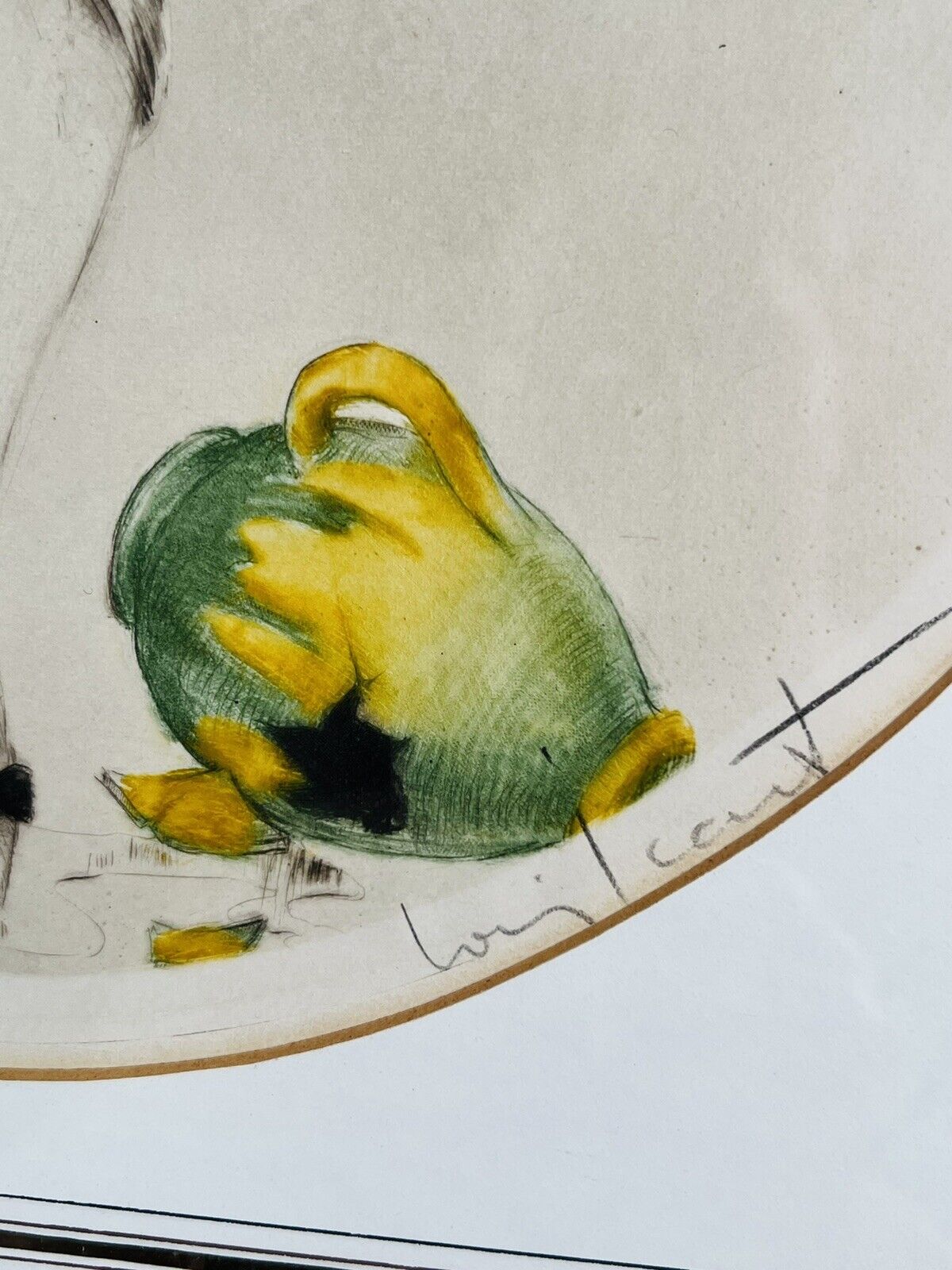 Louis Icart "Broken Green Jug" no.9 original 1923 pencil signed etching