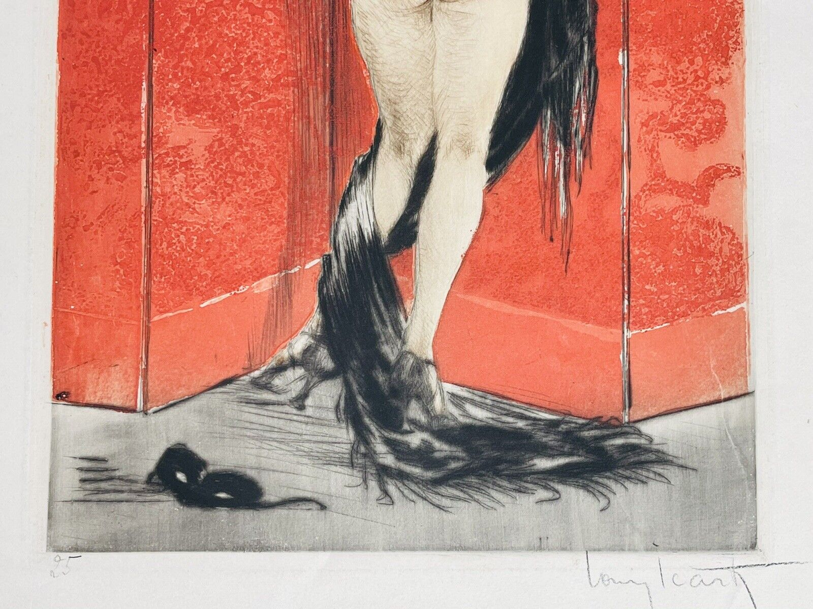 Louis Icart “Lacquered Screen” Original Etching- Very Rare