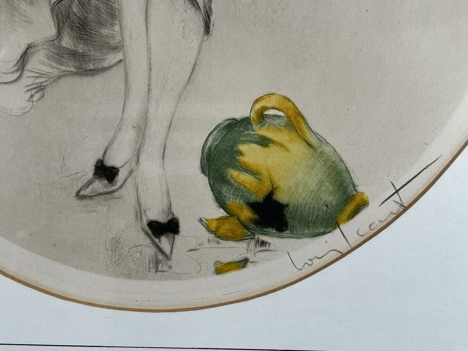 Louis Icart "Broken Green Jug" no.9 original 1923 pencil signed etching