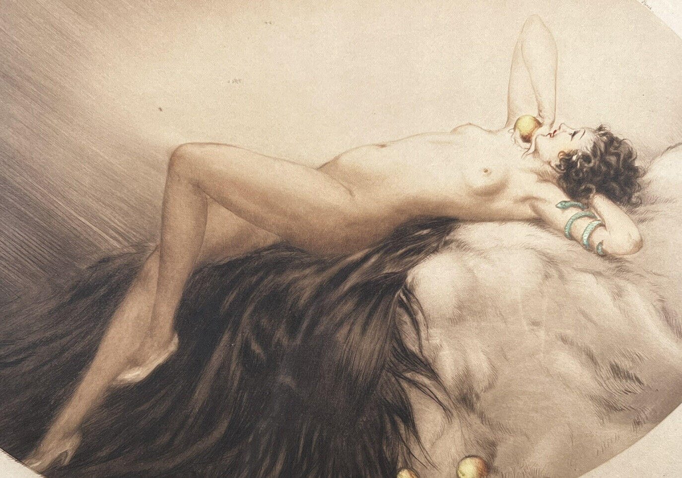 Louis Icart Eve 1928 original hand signed etching , certificate Of Authenticity
