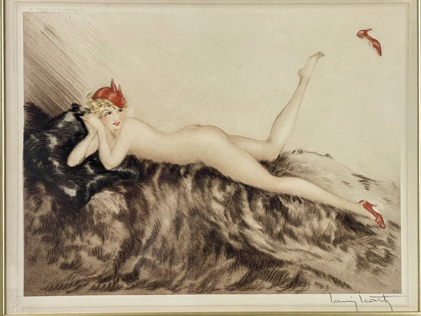 RARE Louis Icart “Hoopla” original 1935 Etching with certificate of authenticity