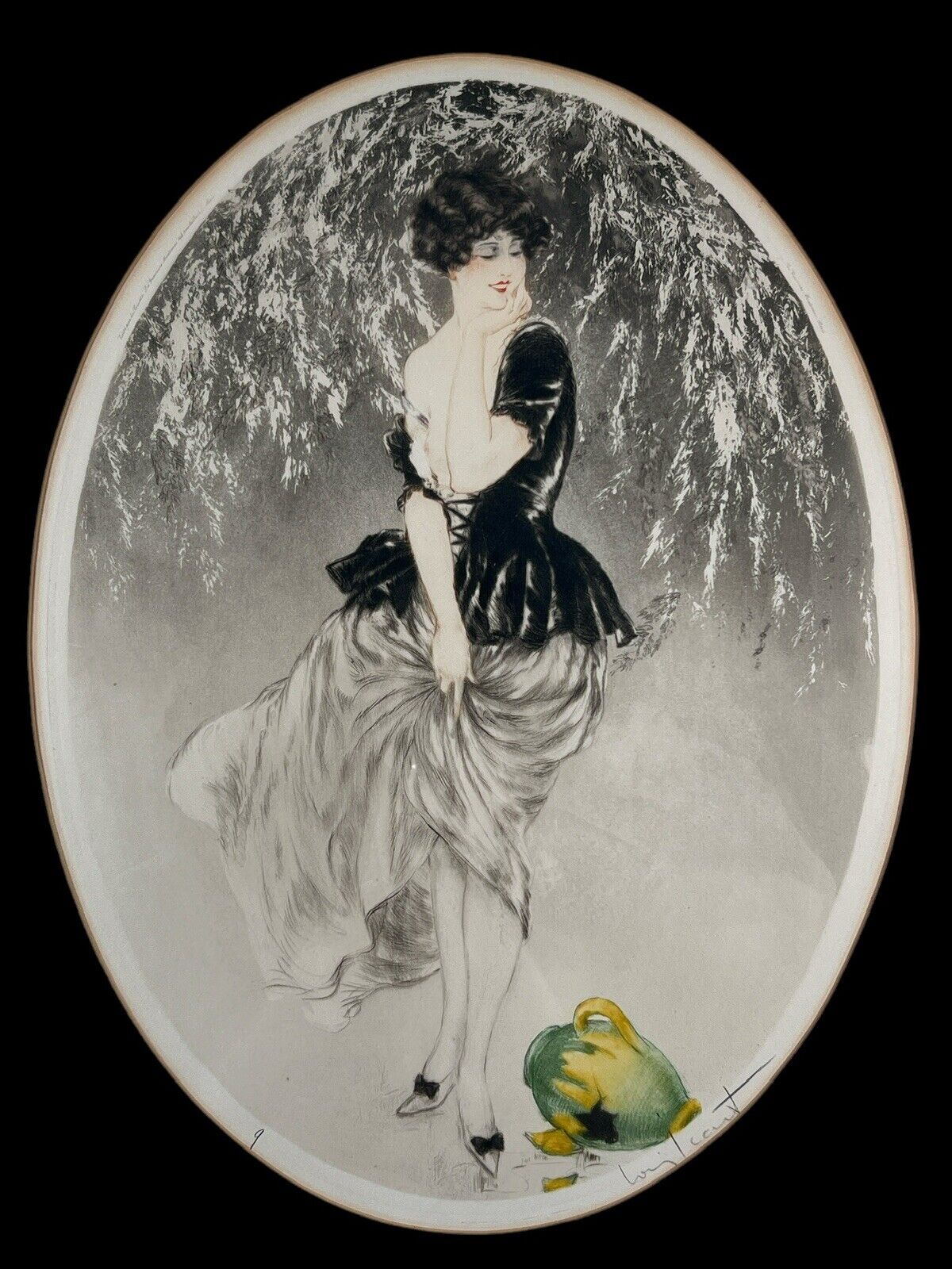 Louis Icart "Broken Green Jug" no.9 original 1923 pencil signed etching