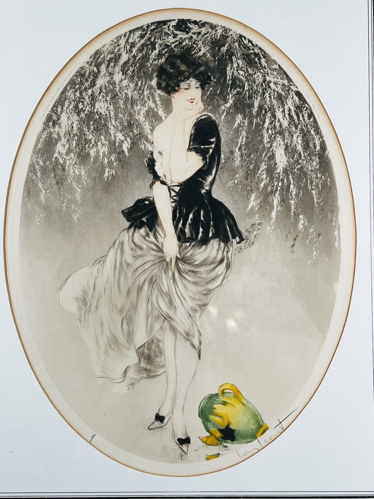 Louis Icart "Broken Green Jug" no.9 original 1923 pencil signed etching