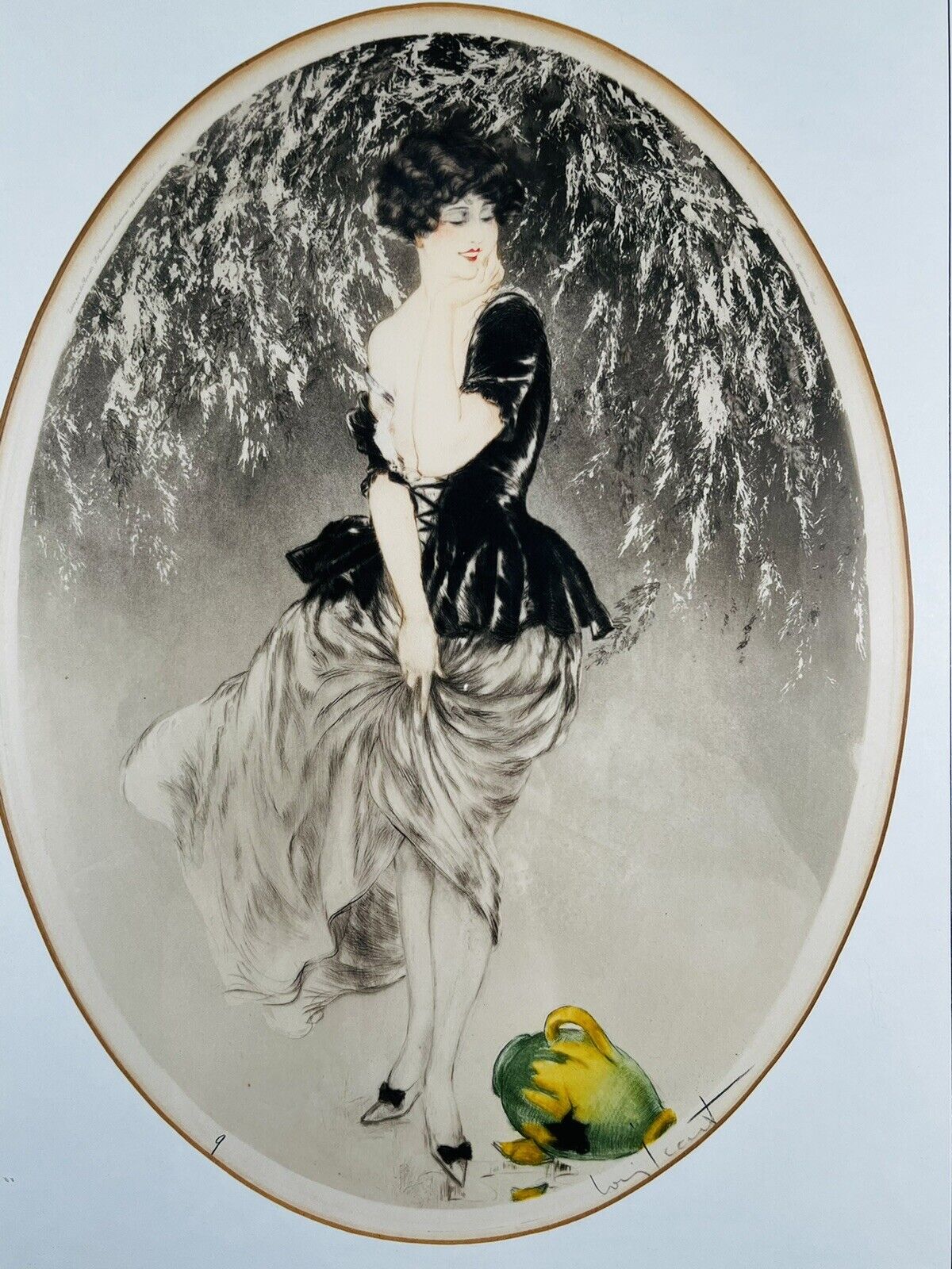 Louis Icart "Broken Green Jug" no.9 original 1923 pencil signed etching