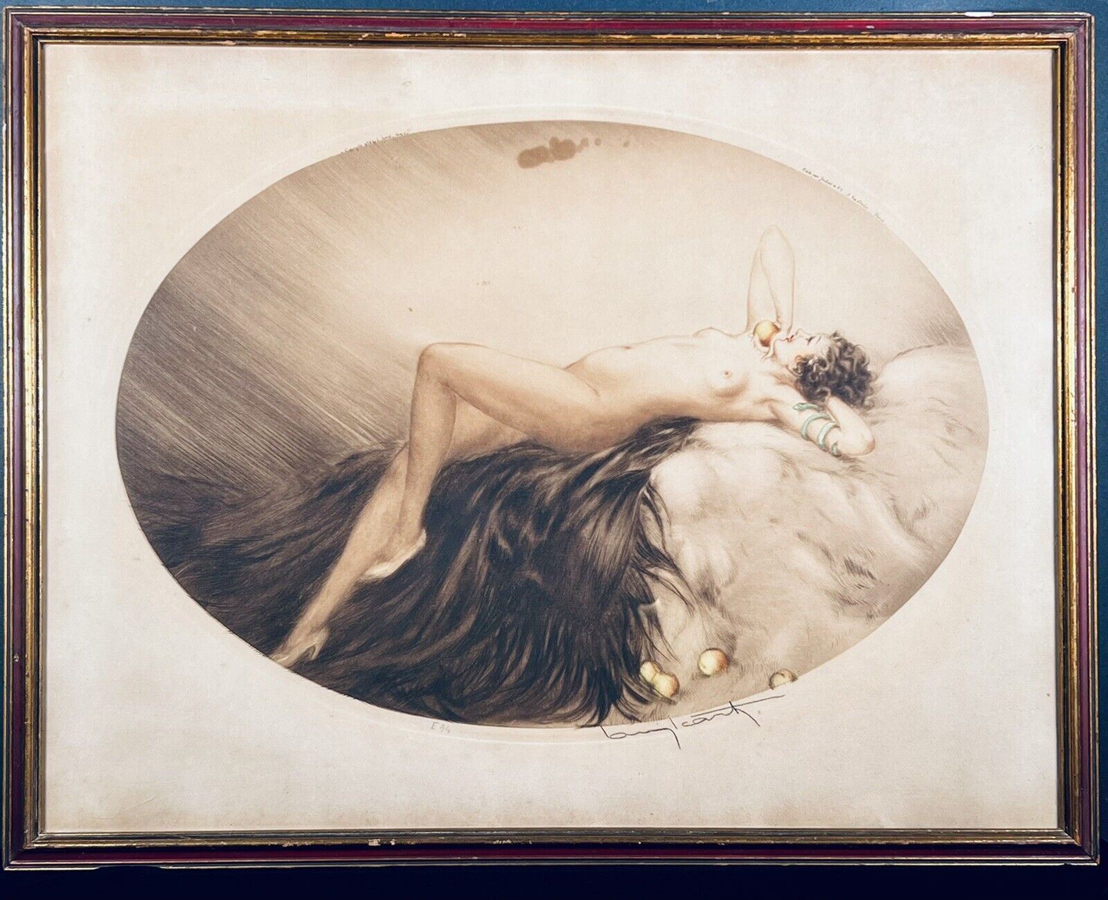 Louis Icart Eve 1928 original hand signed etching , certificate Of Authenticity