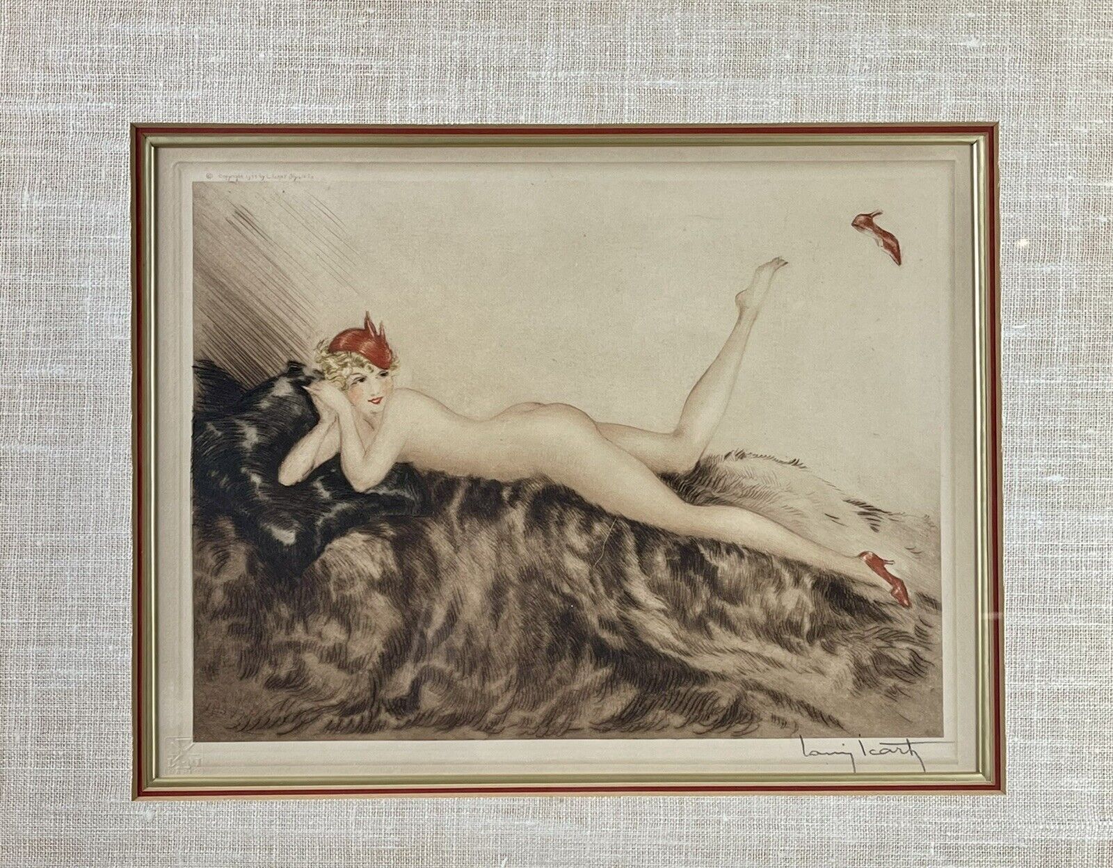 RARE Louis Icart “Hoopla” original 1935 Etching with certificate of authenticity