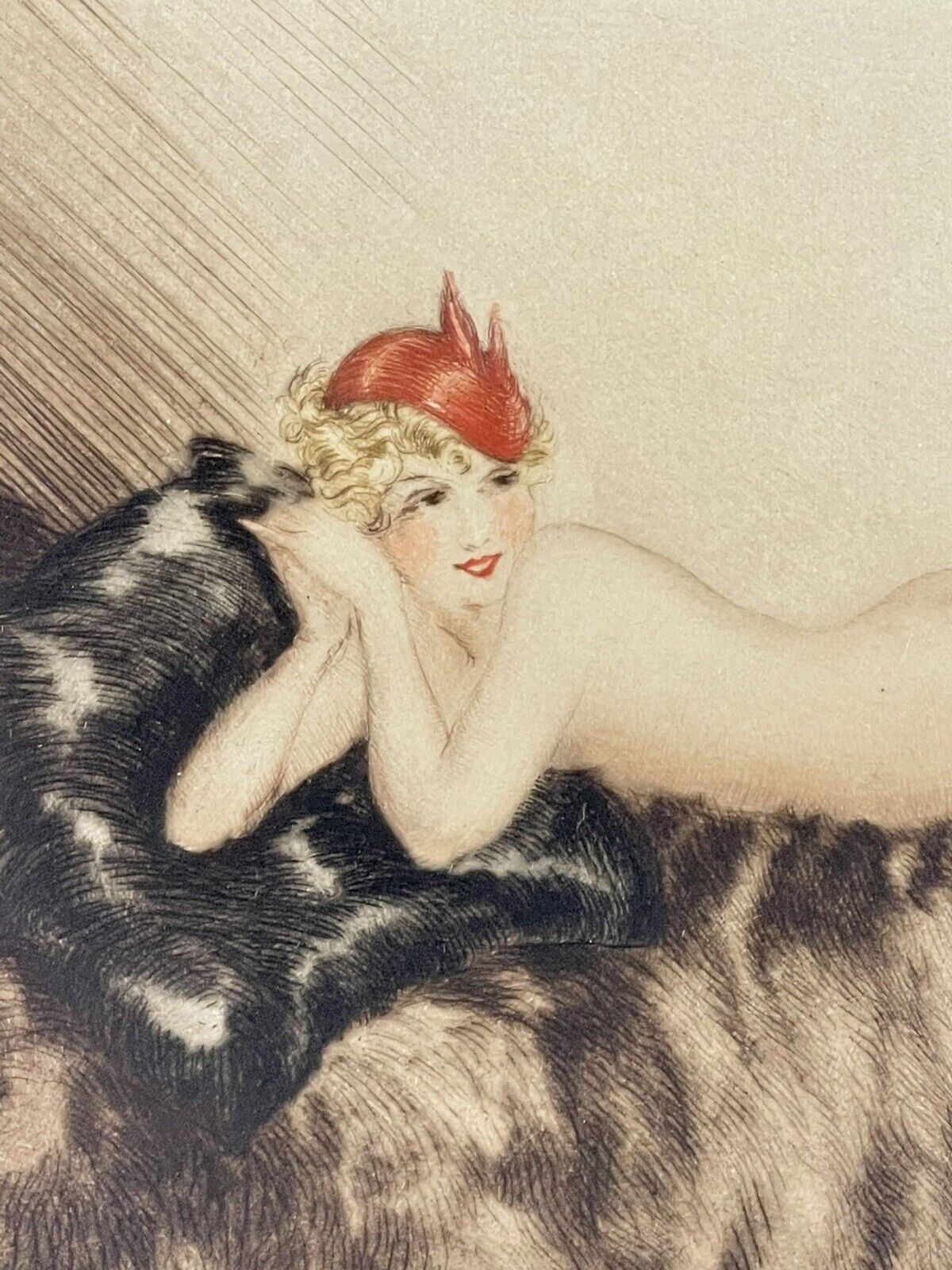 RARE Louis Icart “Hoopla” original 1935 Etching with certificate of authenticity