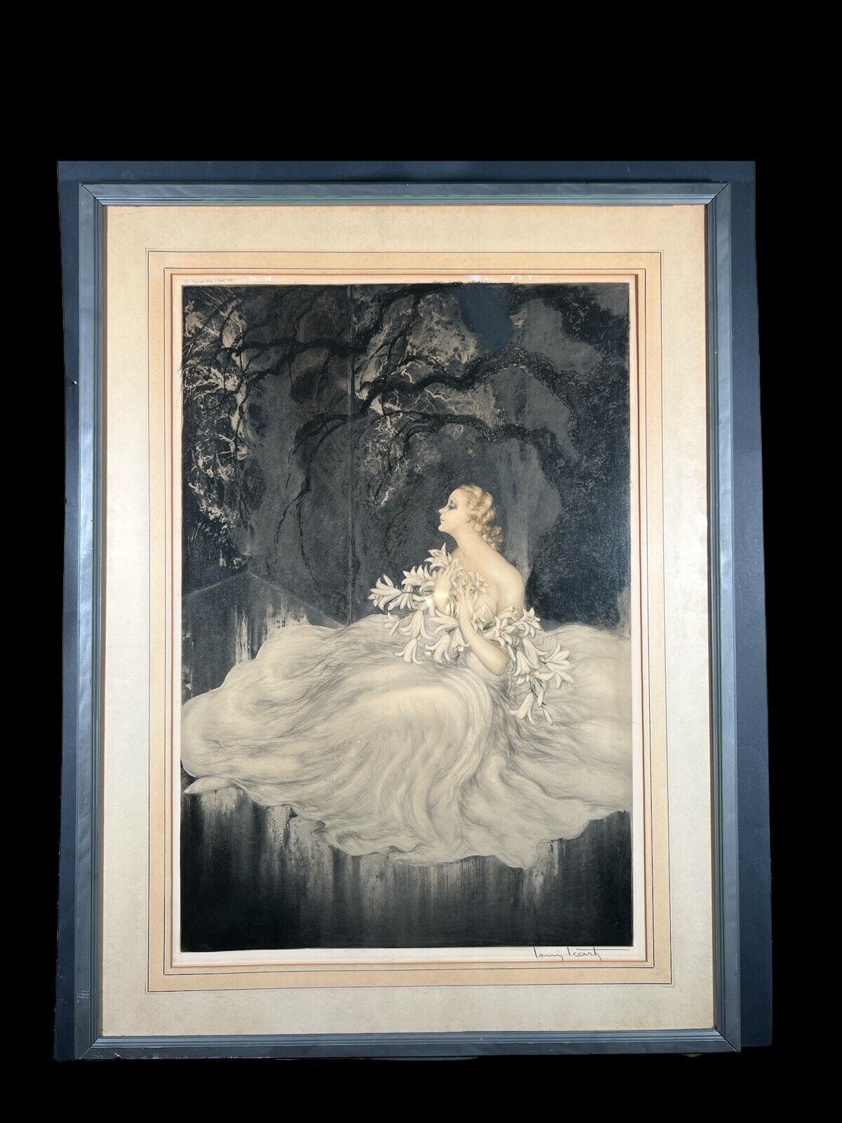Louis Icart French “Lillies" ORIGINAL 1934 Etching With COA