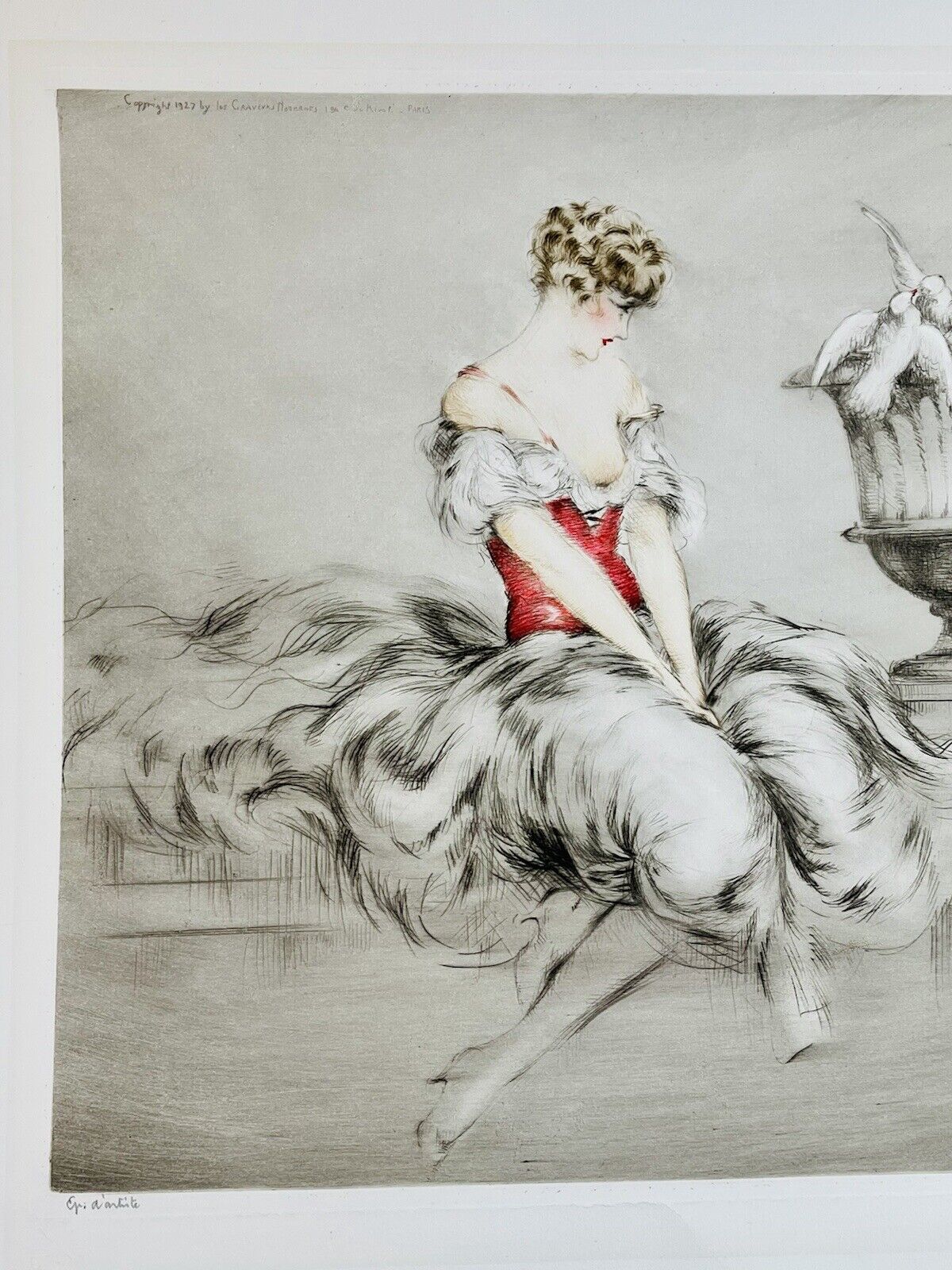 Louis Icart “Lessons of Love” original 1927 Artists Proof Etching With COA