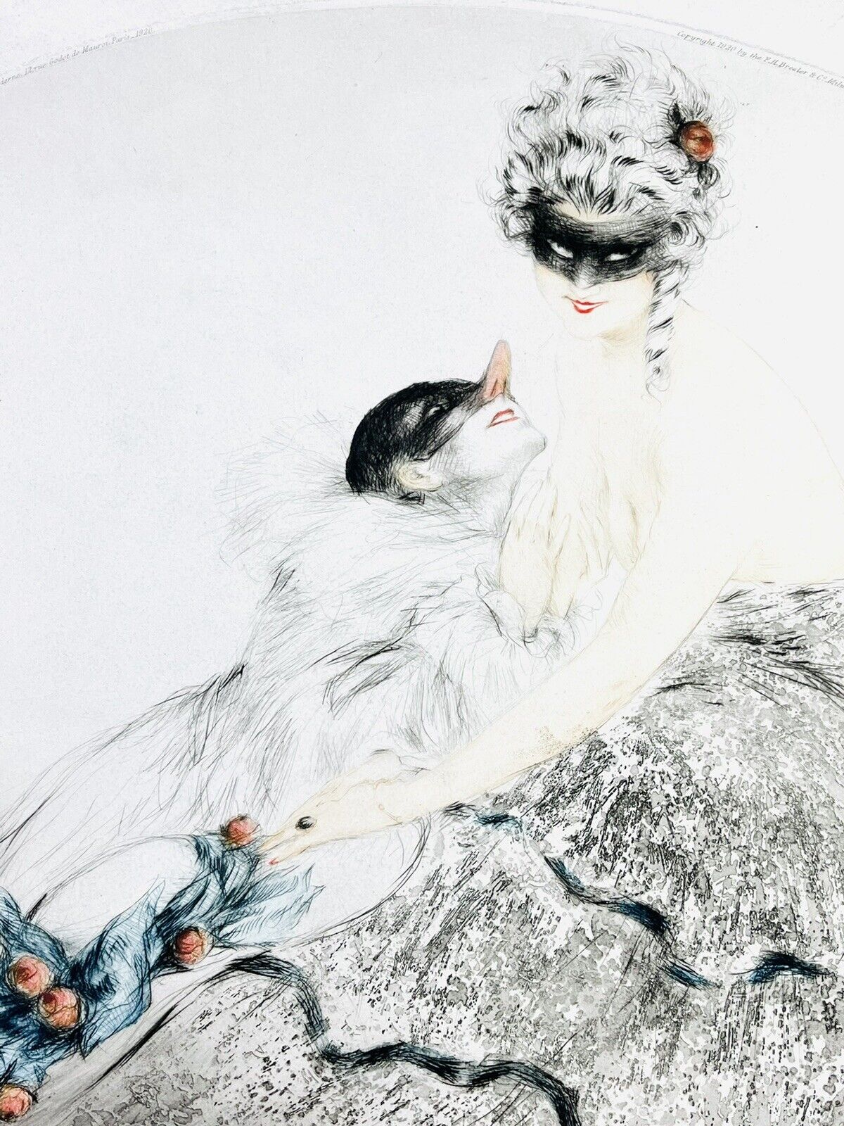 Louis Icart “Carnival” No. 205 original 1920 Pencil Signed Etching With COA