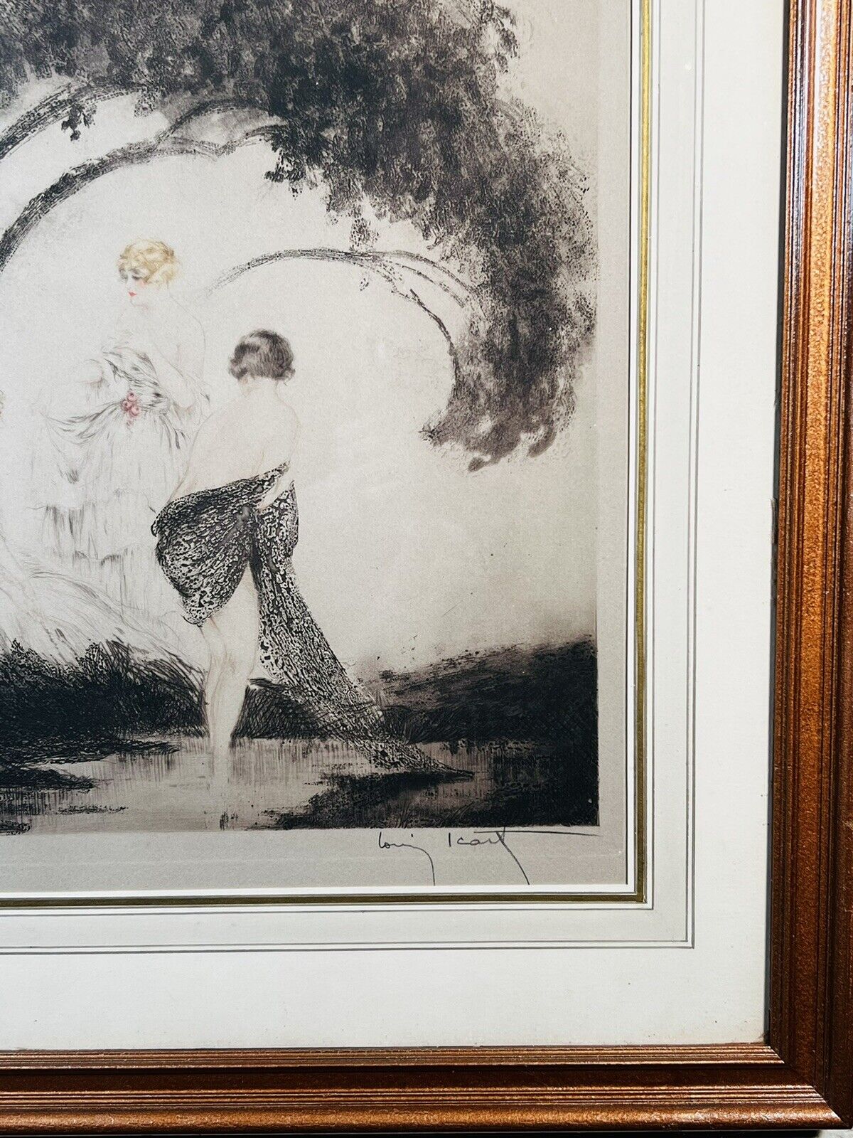 Louis Icart "Bathers" Original 1926 pencil signed etching