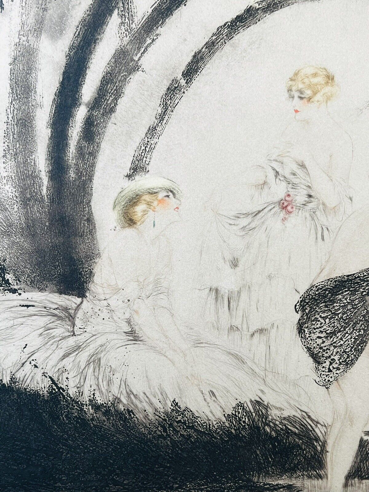 Louis Icart "Bathers" Original 1926 pencil signed etching