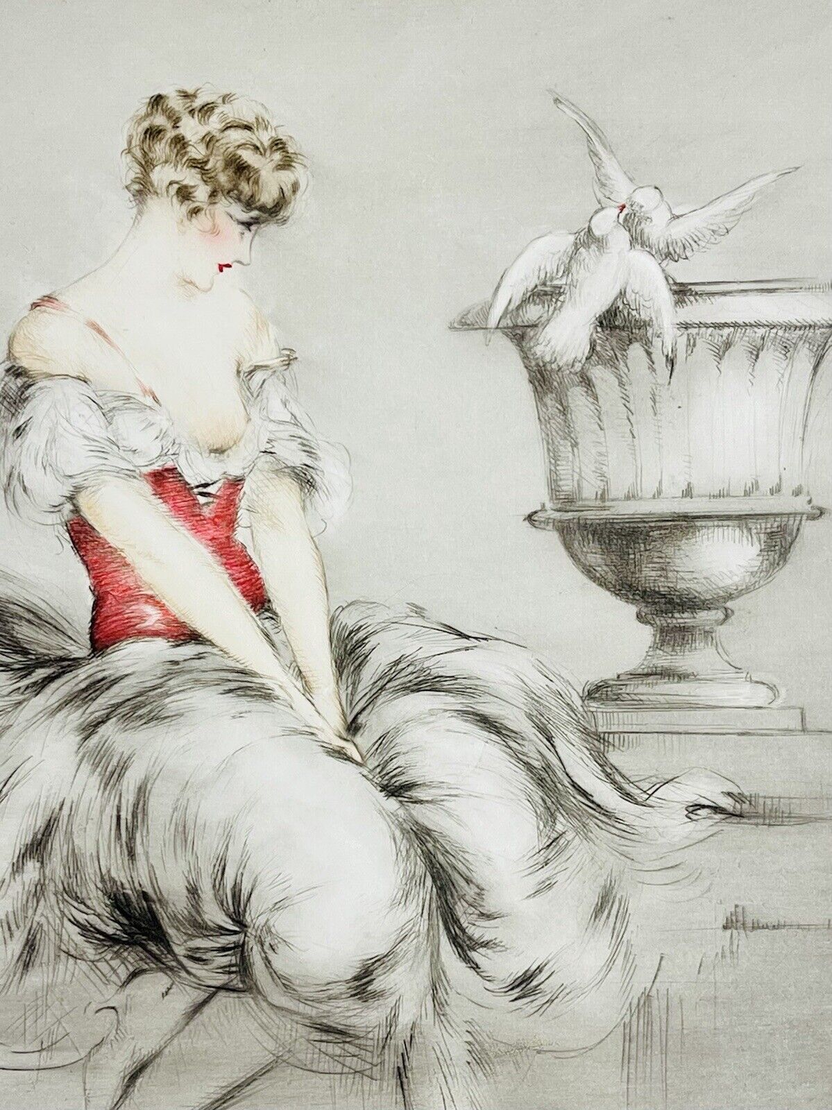 Louis Icart “Lessons of Love” original 1927 Artists Proof Etching With COA