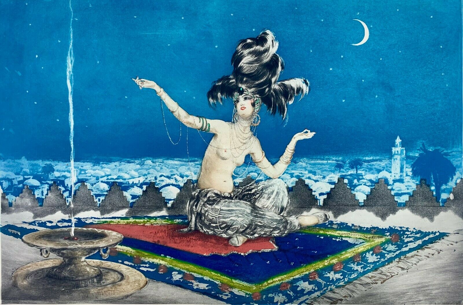 Louis Icart Sheherazade Drypoint Etching (Scherezade, Scheherazade)