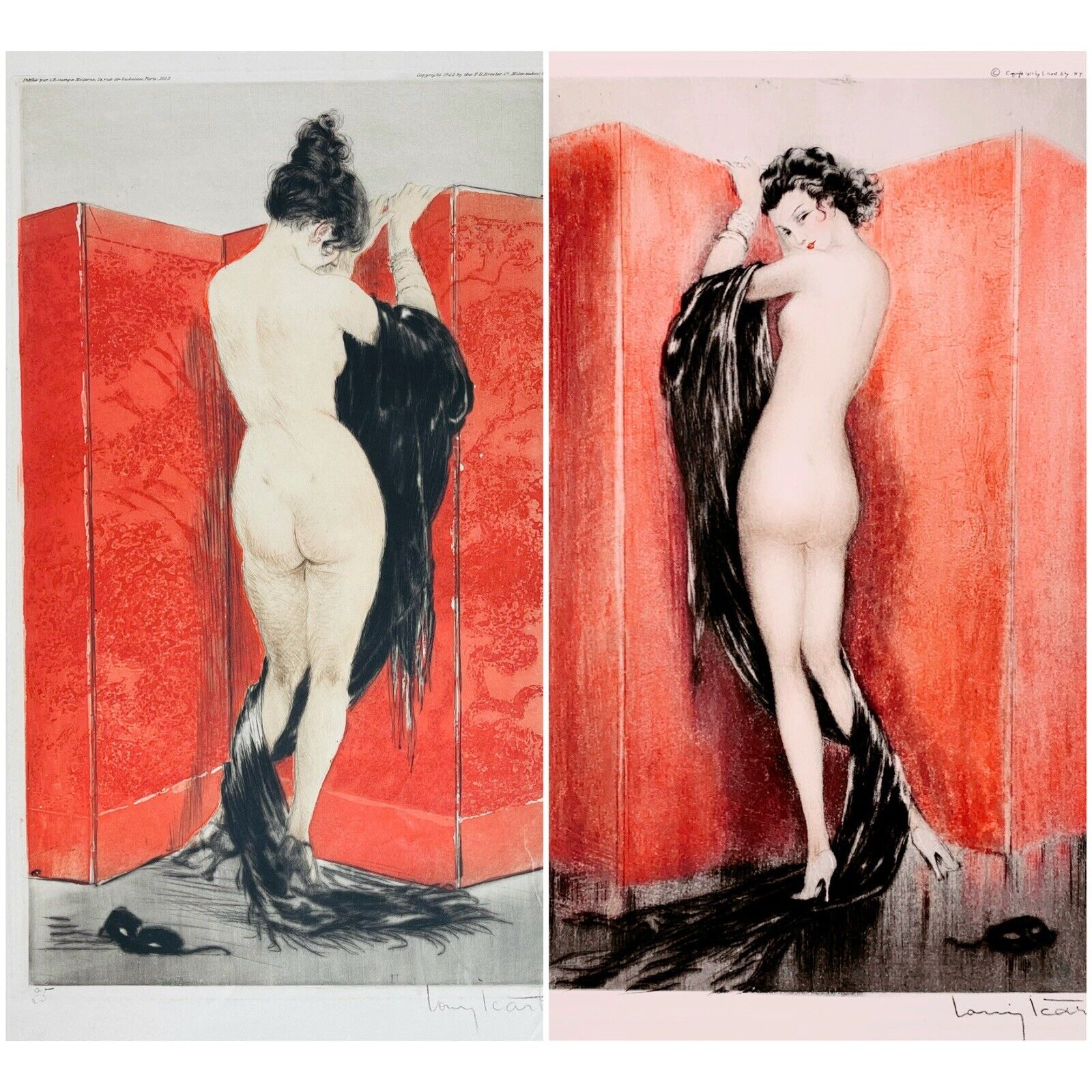 Louis Icart "Unmasked" 1933 Original Etching