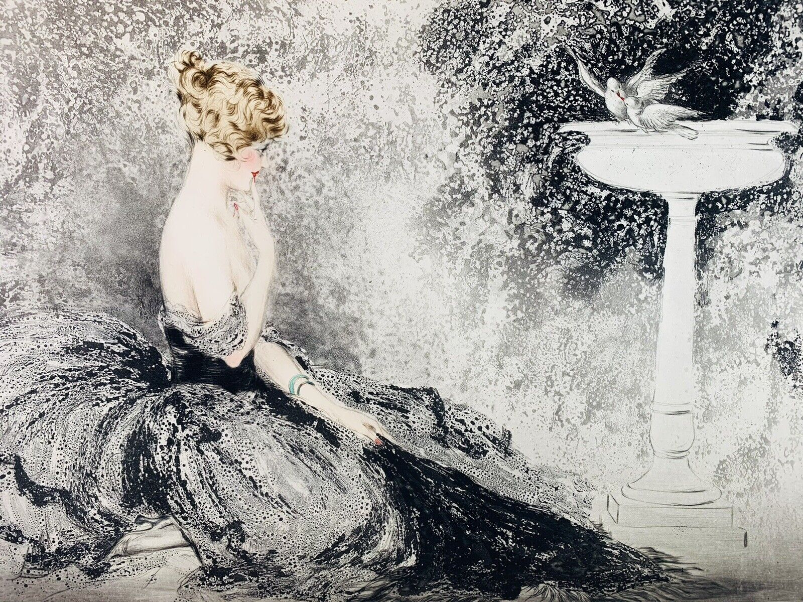 Louis Icart Original Etching "Wistfulness"