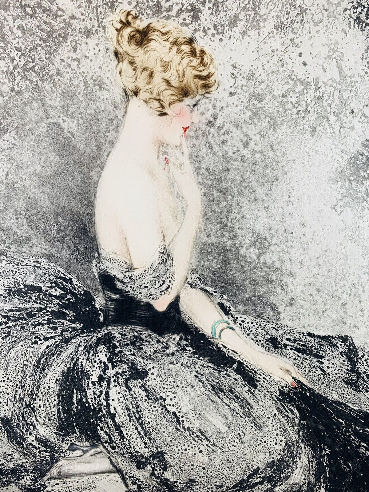 Louis Icart Original Etching "Wistfulness"