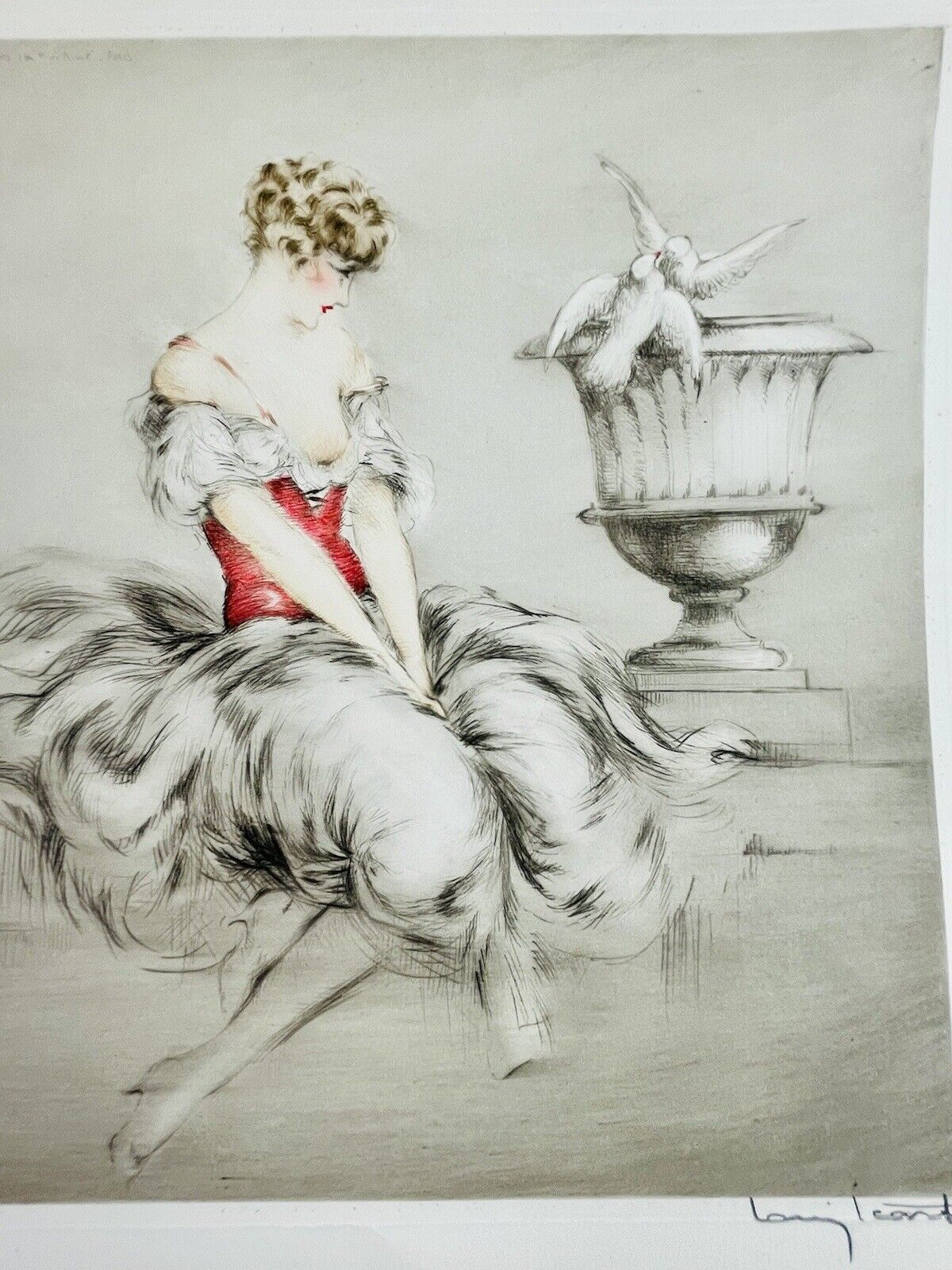Louis Icart “Lessons of Love” original 1927 Artists Proof Etching With COA