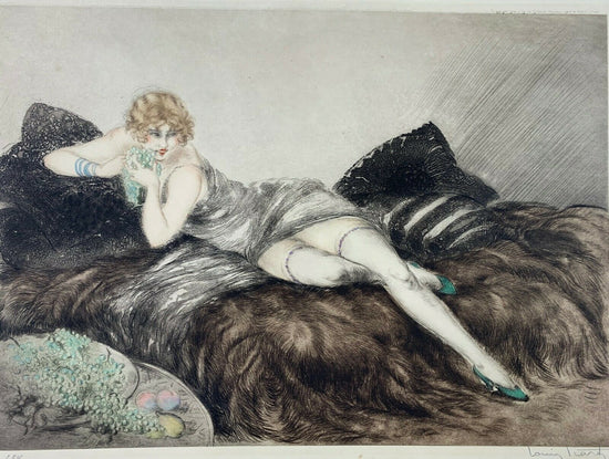 Louis Icart "Les Fruits" 1926 original Drypoint Etching with COA