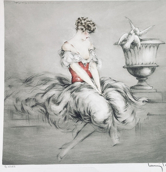 Louis Icart “Lessons of Love” original 1927 Artists Proof Etching With COA