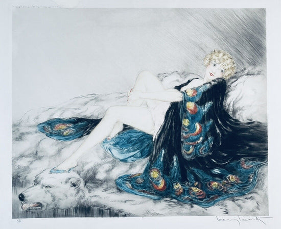 Louis Icart "Silk Robe" no. 107 original 1926 pencil signed etching with COA