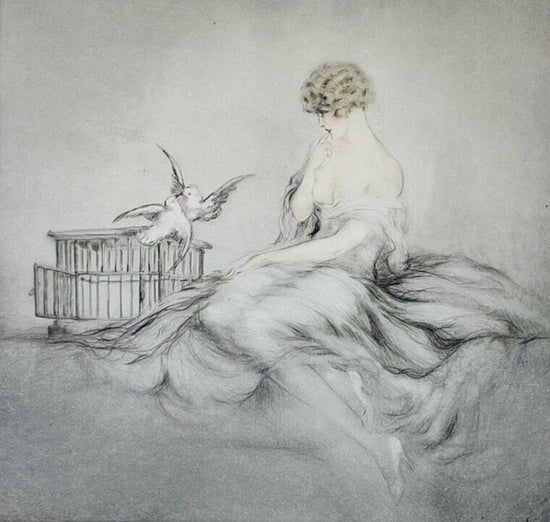 Louis Icart "Doves" no.185,1926 original etching with COA