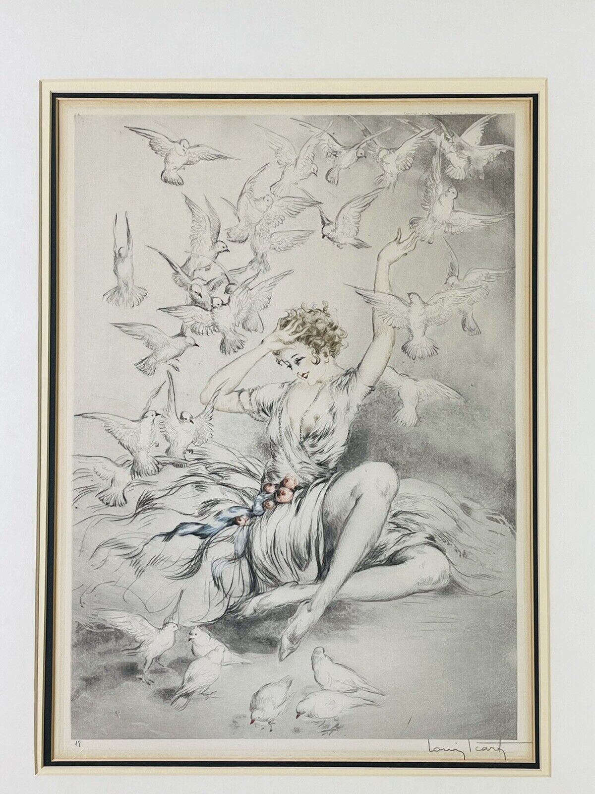 Louis Icart Original 1926 "White Wings" pencil signed etching