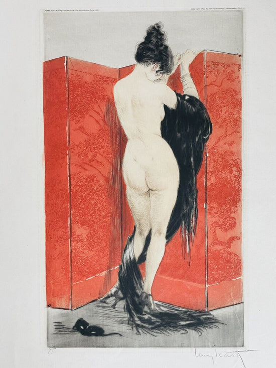 Louis Icart “Lacquered Screen” Original Etching- Very Rare