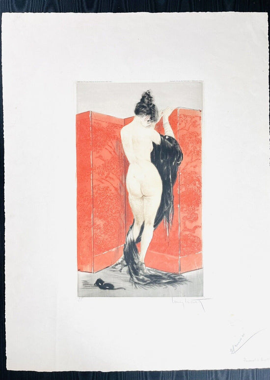 Louis Icart “Lacquered Screen” Original Etching- Very Rare